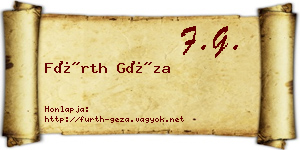Fürth Géza névjegykártya