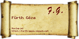 Fürth Géza névjegykártya